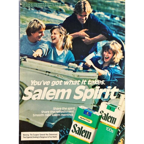 Salem Cigarettes "You have what it takes: Salem Spirit" Vintage Print Ad 1982 - Picture 1 of 3
